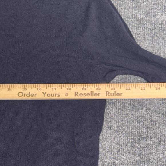 Eddie Bauer‎ Sweater Mens M Navy Blue Half Zip Cotton Cashmere Pullover Soft - Picture 11 of 15